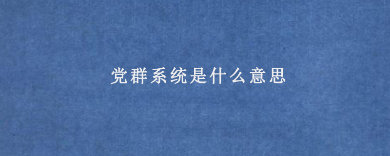 党群系统是什么意思