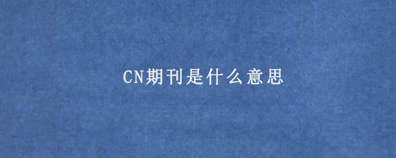 CN期刊是什么意思