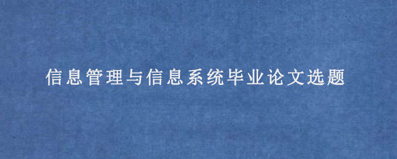 信息管理与信息系统毕业论文选题