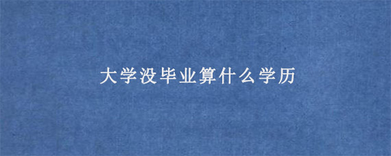 大学没毕业算什么学历