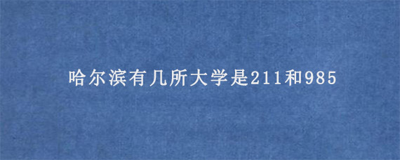 哈尔滨有几所大学是211和985