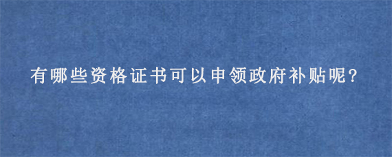 有哪些资格证书可以申领政府补贴呢?