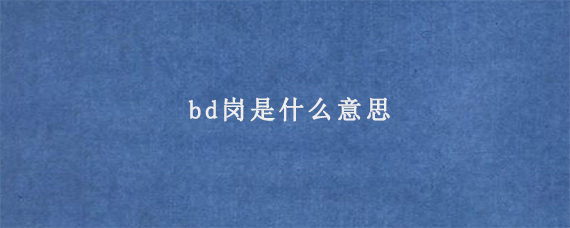 bd岗是什么意思