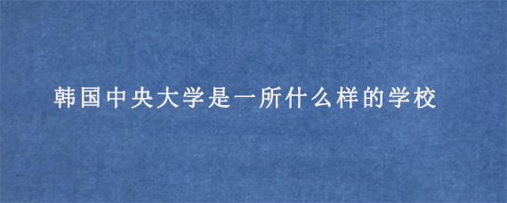 韩国中央大学是一所什么样的学校