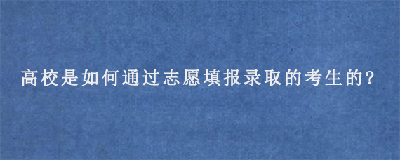 高校是如何通过志愿填报录取的考生的?