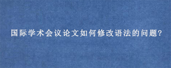 国际学术会议论文如何修改语法的问题?