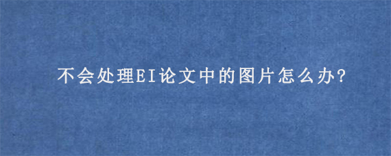 不会处理EI论文中的图片怎么办?