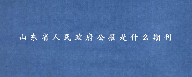 山东省人民政府公报是什么期刊